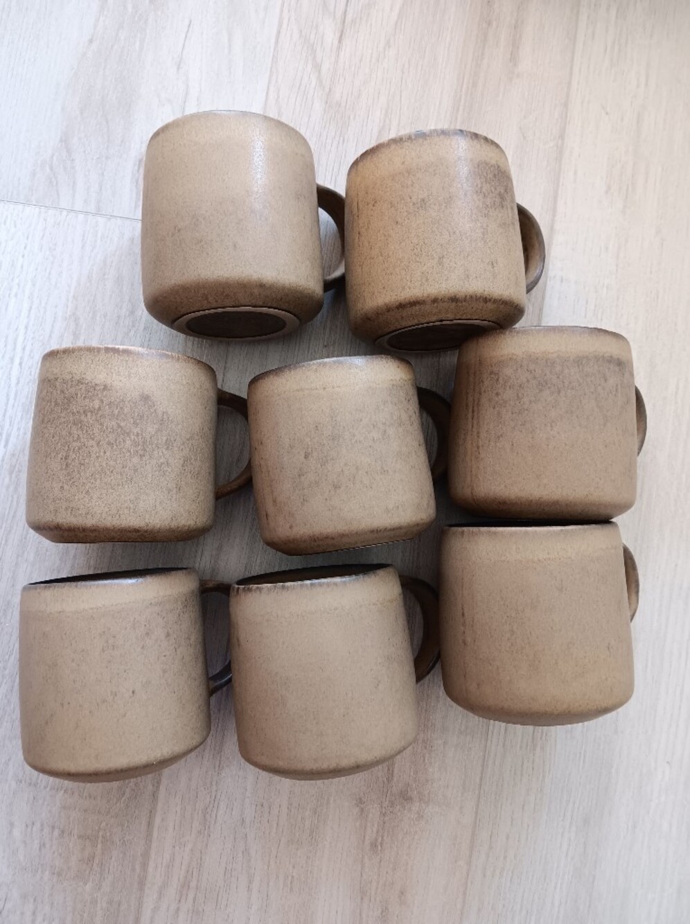 West Elm Kanto Stoneware Handled Coffee Tea Mugs Set of 8 Brown Grey Cardamom - Picture 4 of 13